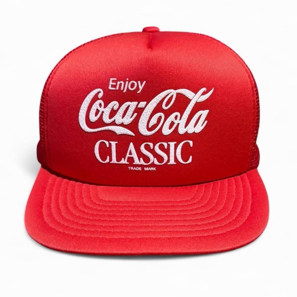 Vintage 90s Red Coca-Cola Retro Trucker Foam Mesh Snapback Hat Cap OSFA Canada